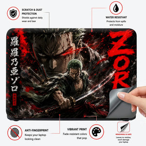 Zoro Dual Pose Red Splash Laptop Skin - View 4