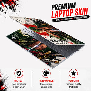 Zoro Red Sun Bamboo Swords Laptop Skin - View 3