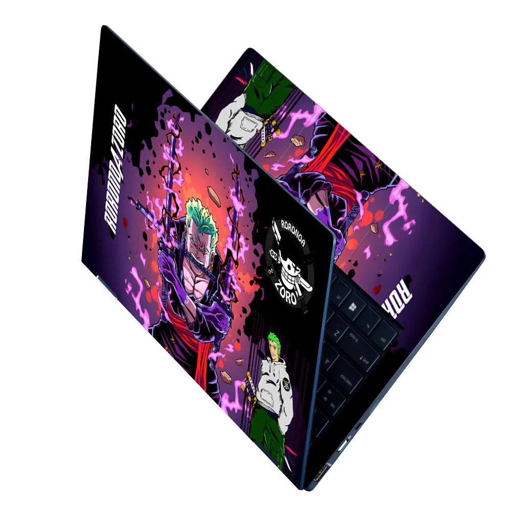 Zoro Triple Sword Purple Neon Laptop Skin - View 2