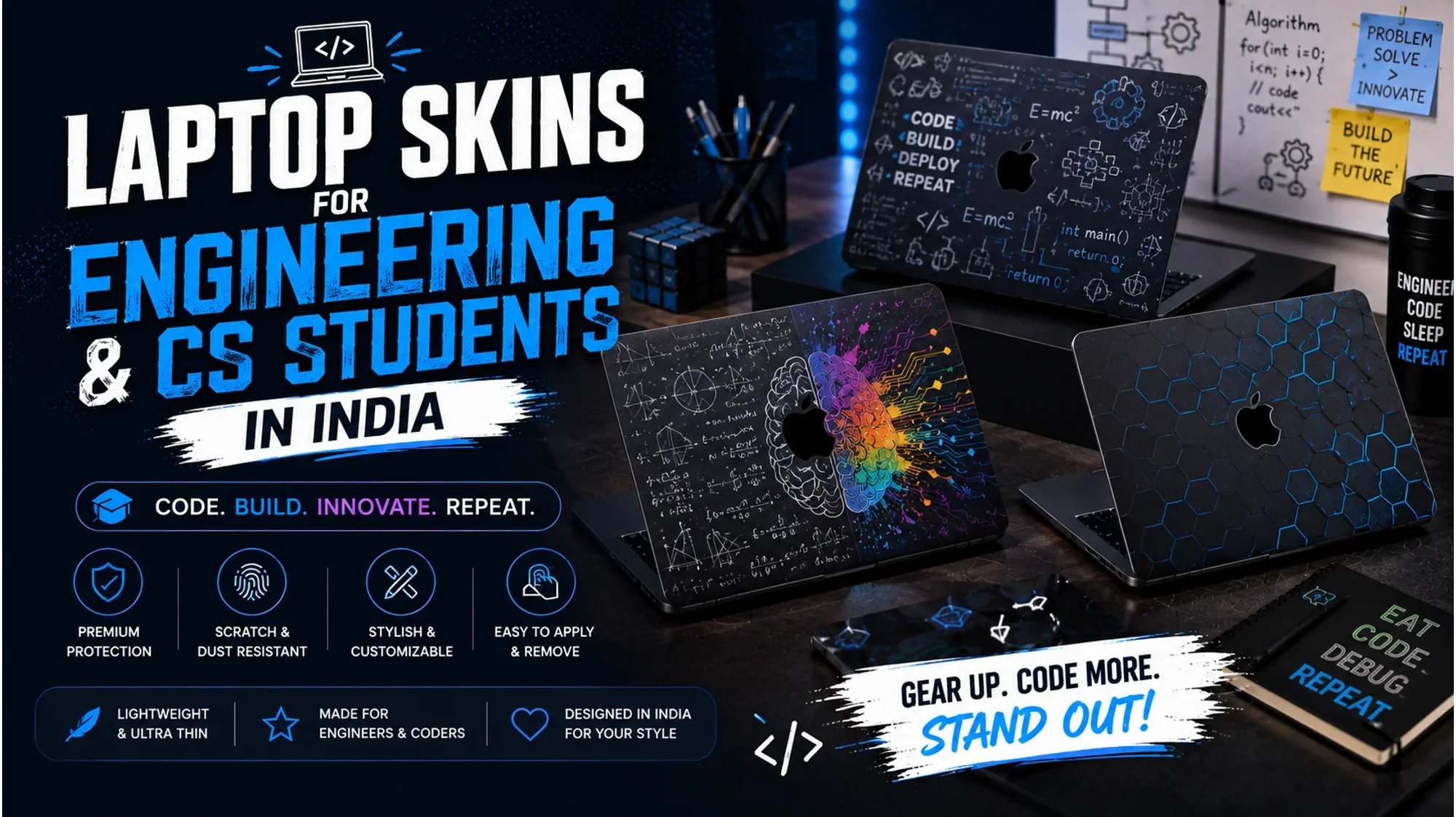 Best Laptop Skins for Engineering & CS Students in India | GadgetOverlays