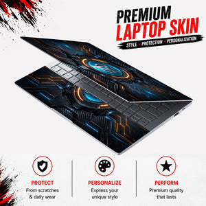 A Gear Circuit Blue Orange Laptop Skin - View 3