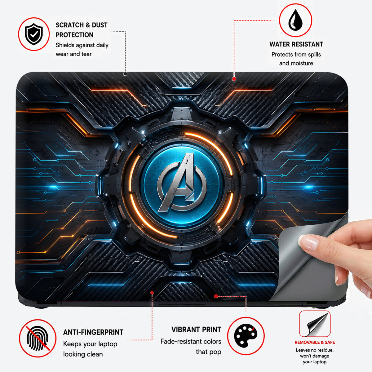 A Gear Circuit Blue Orange Laptop Skin - View 4