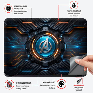 A Gear Circuit Blue Orange Laptop Skin - View 4