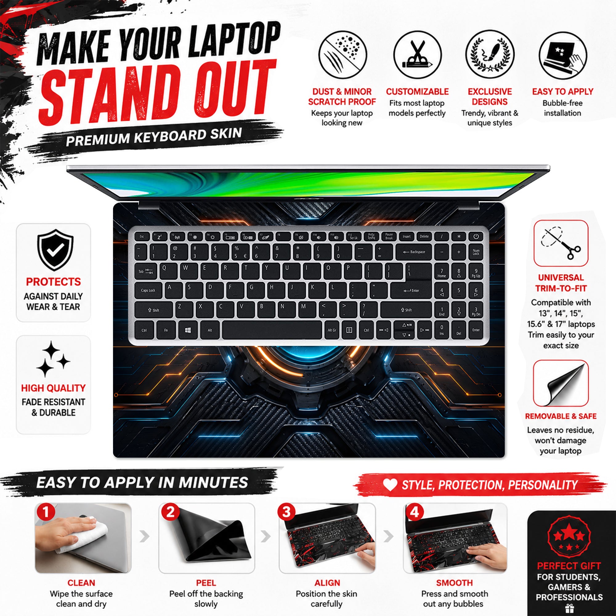 A Gear Circuit Blue Orange Laptop Skin - View 5