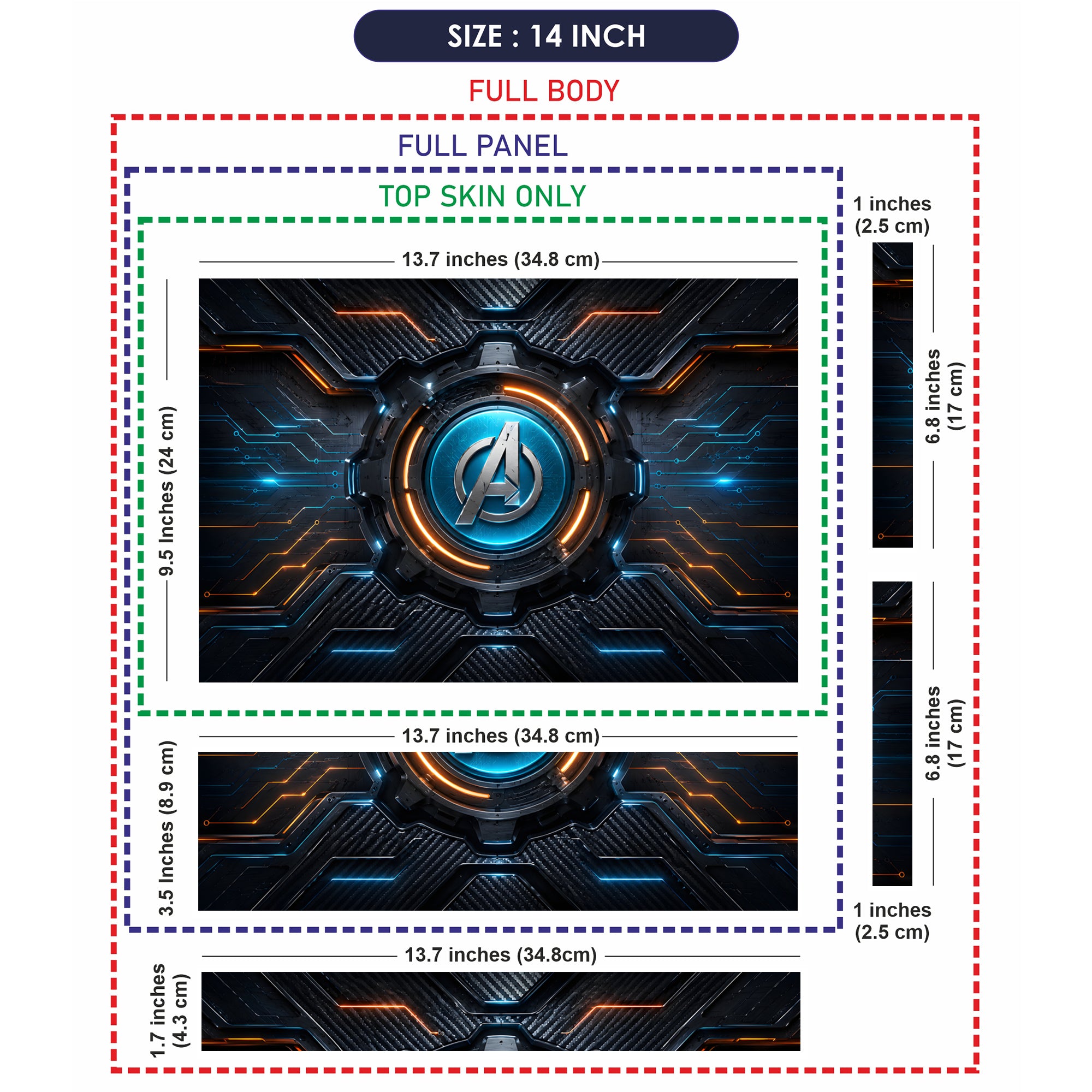 A Gear Circuit Blue Orange Laptop Skin - View 7