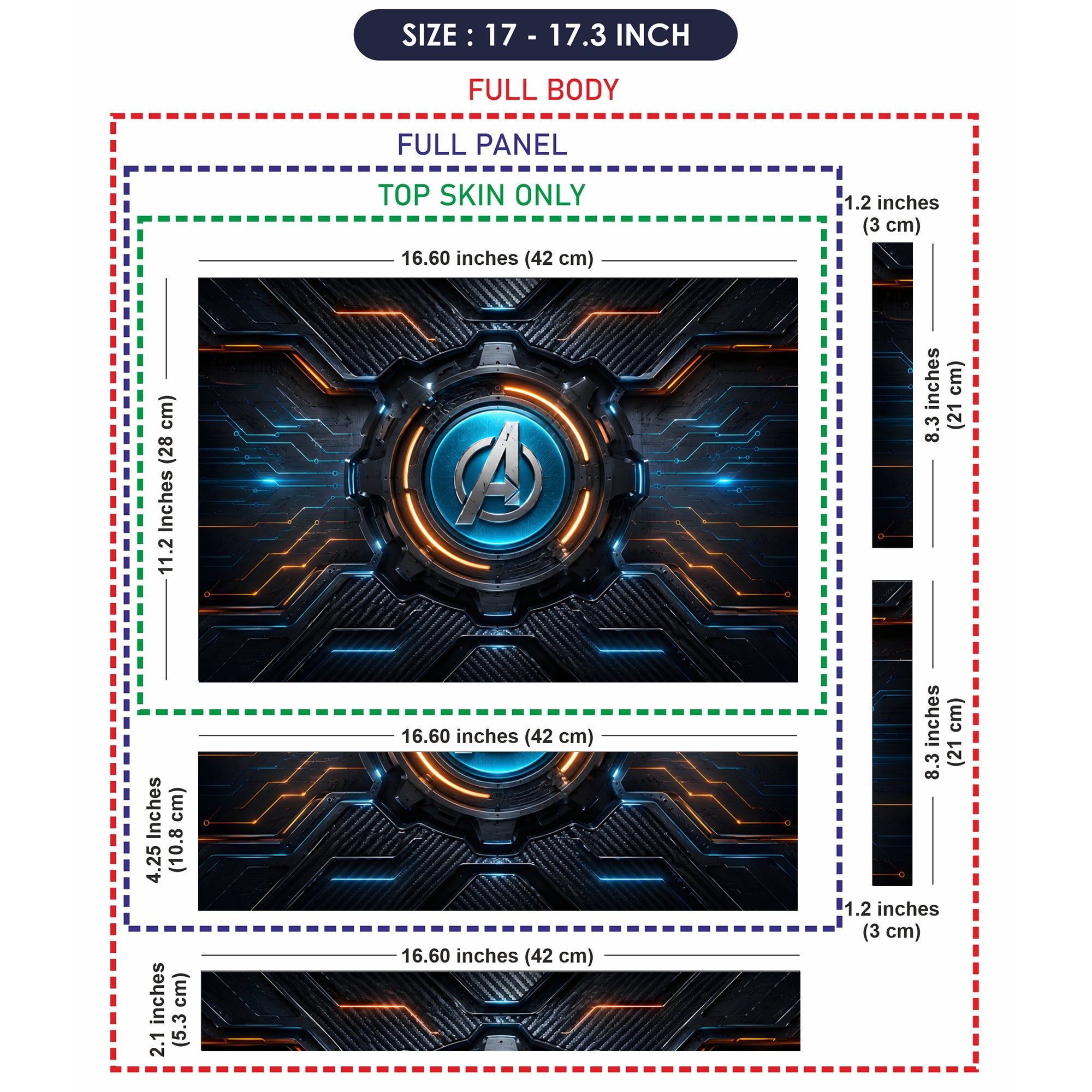 A Gear Circuit Blue Orange Laptop Skin - View 9