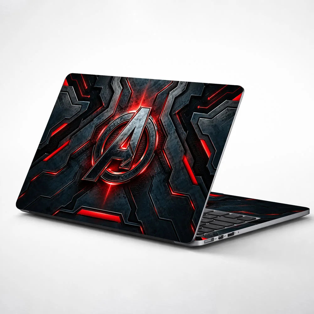 A Logo Superhero Crimson Neon Laptop Skin - View 1