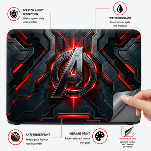 A Logo Superhero Crimson Neon Laptop Skin - View 4