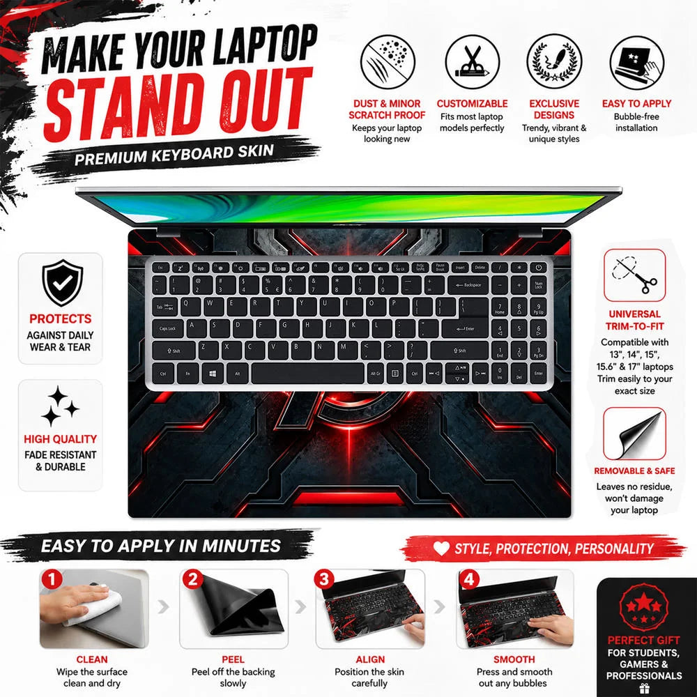 A Logo Superhero Crimson Neon Laptop Skin - View 5