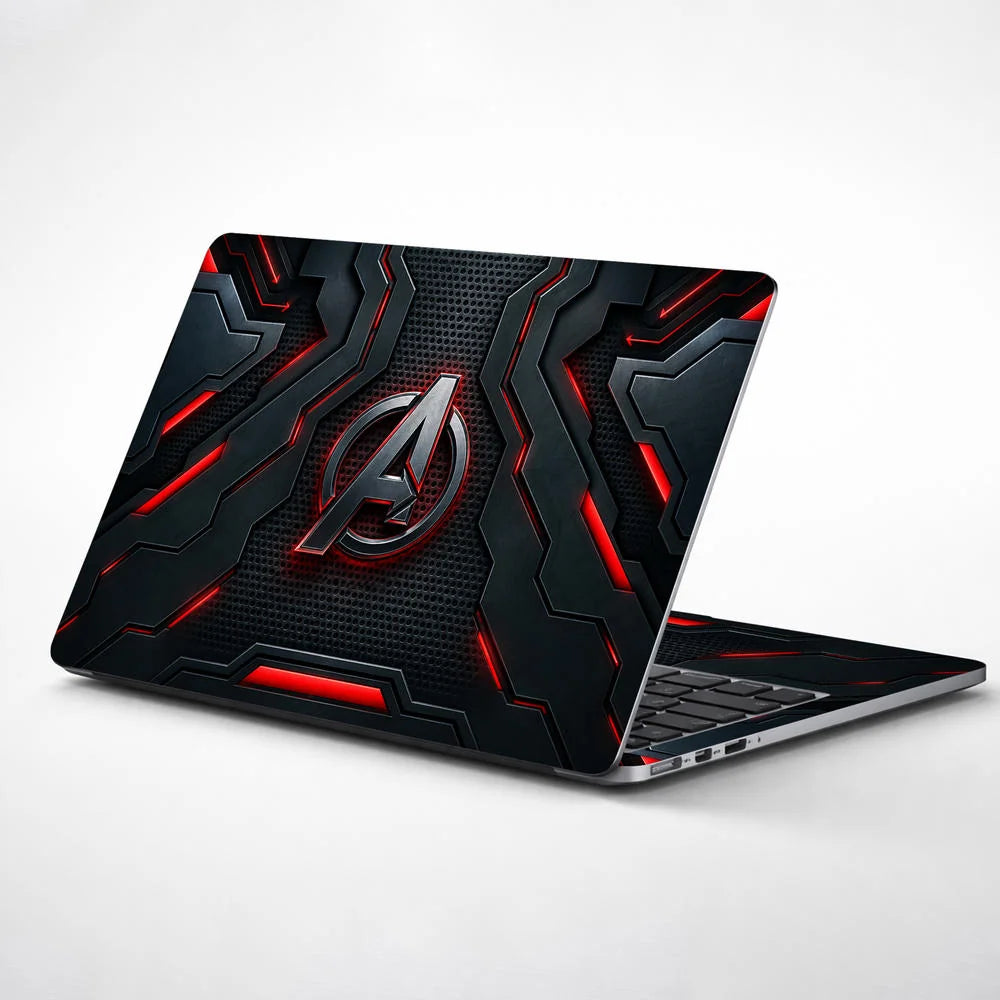A Logo Superhero Crimson Nexus Laptop Skin - View 1