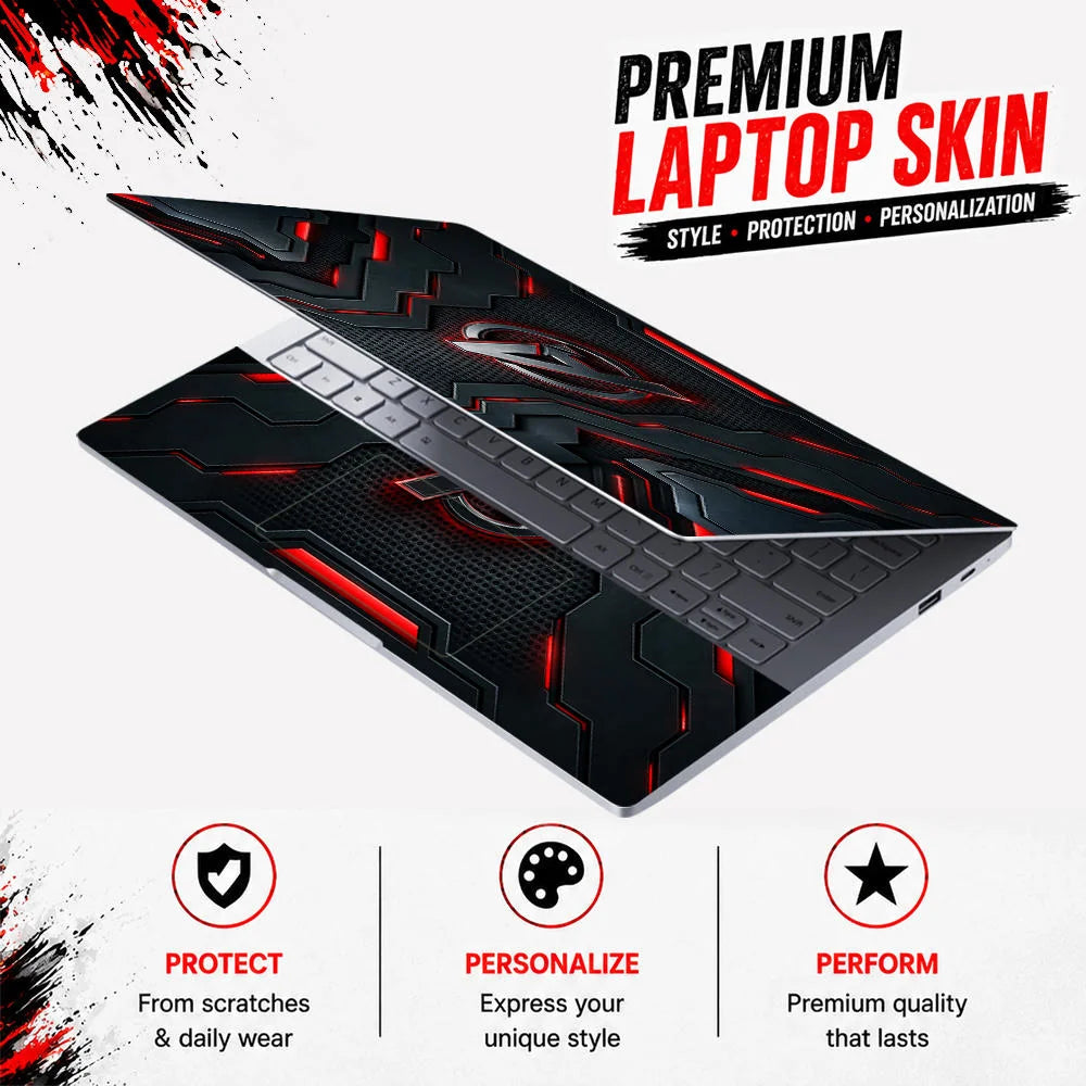 A Logo Superhero Crimson Nexus Laptop Skin - View 3