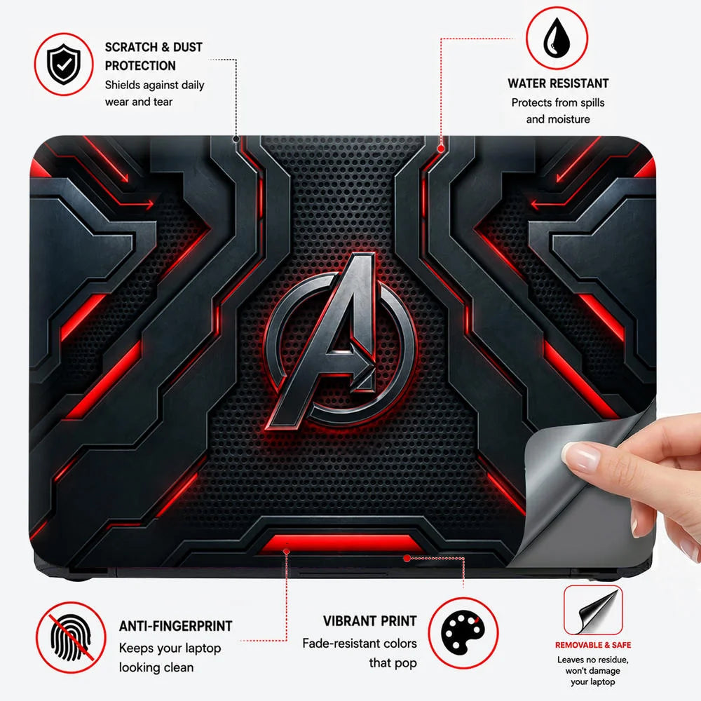 A Logo Superhero Crimson Nexus Laptop Skin - View 4