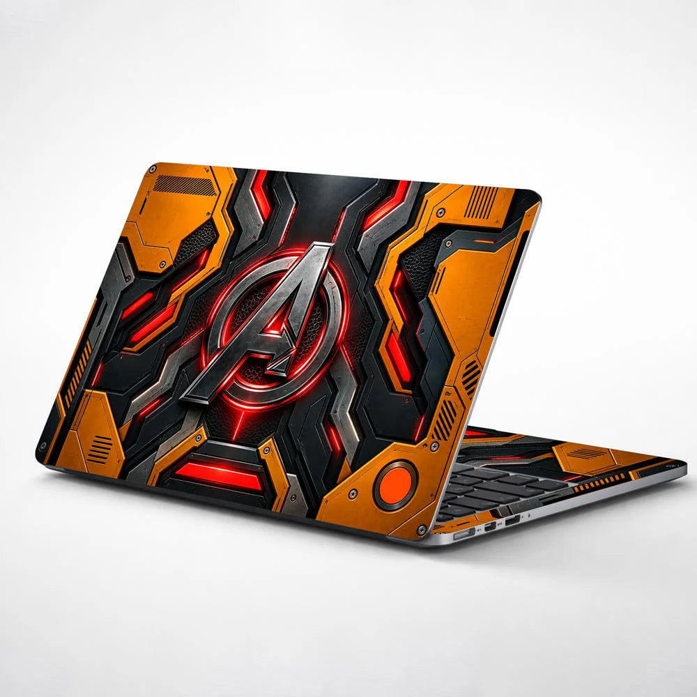 A Logo Superhero Crimson Pulse Laptop Skin - View 1