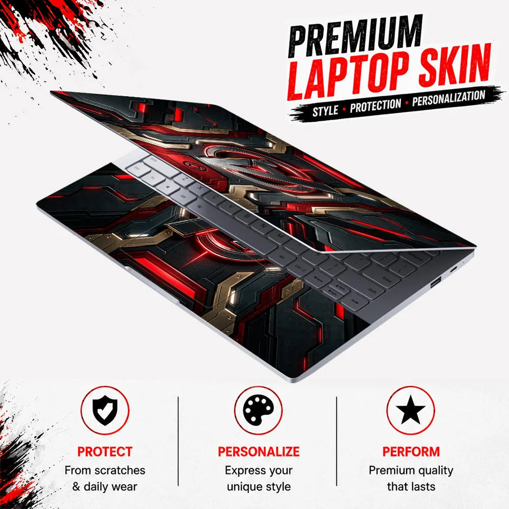 A Logo Superhero Gold Ornate Laptop Skin - View 3