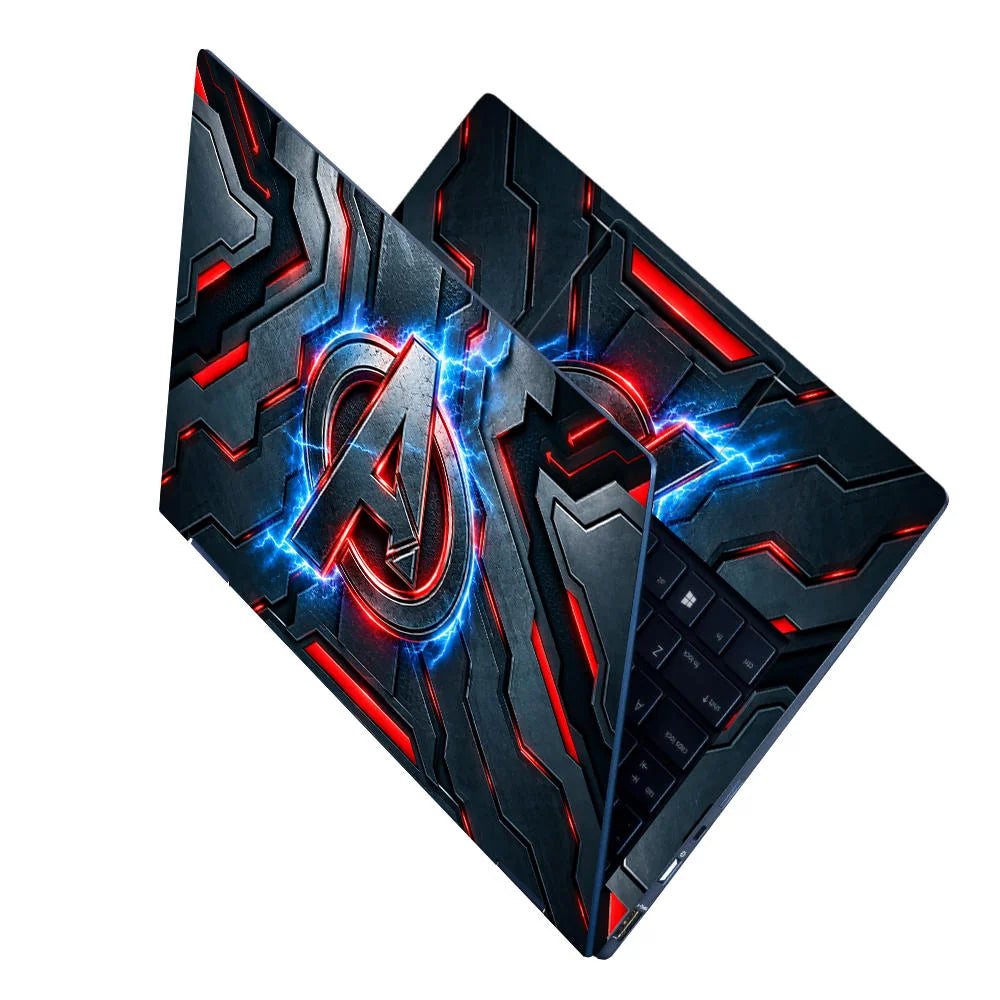 A Logo Superhero Industrial Caution Laptop Skin - View 2