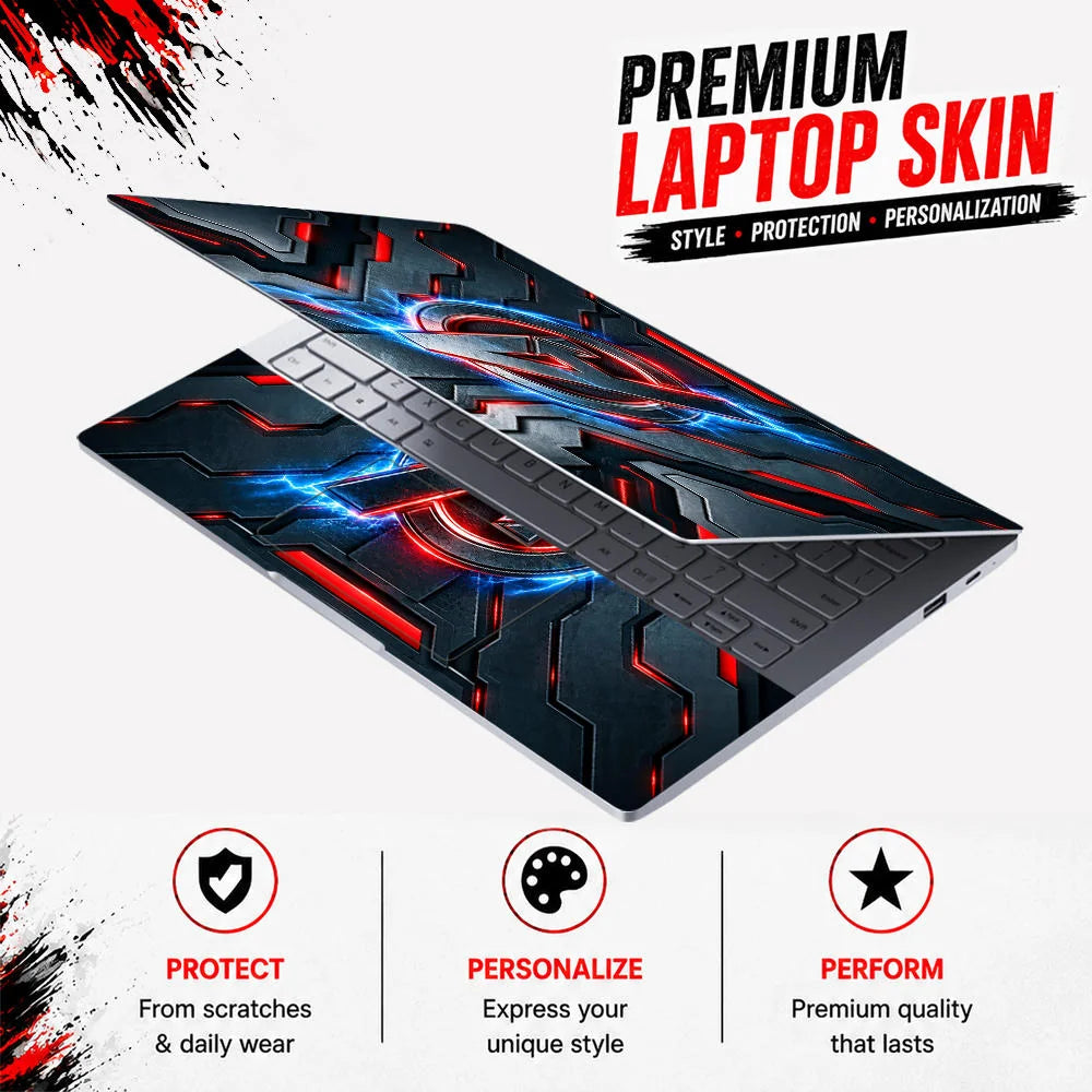 A Logo Superhero Industrial Caution Laptop Skin - View 3