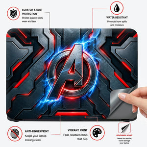 A Logo Superhero Industrial Caution Laptop Skin - View 4