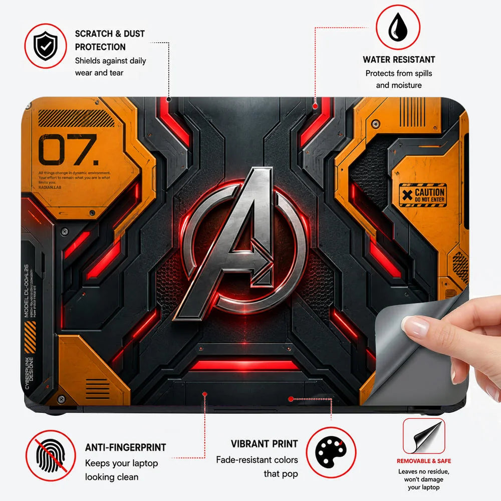 A Logo Superhero Industrial Hazard Laptop Skin - View 4