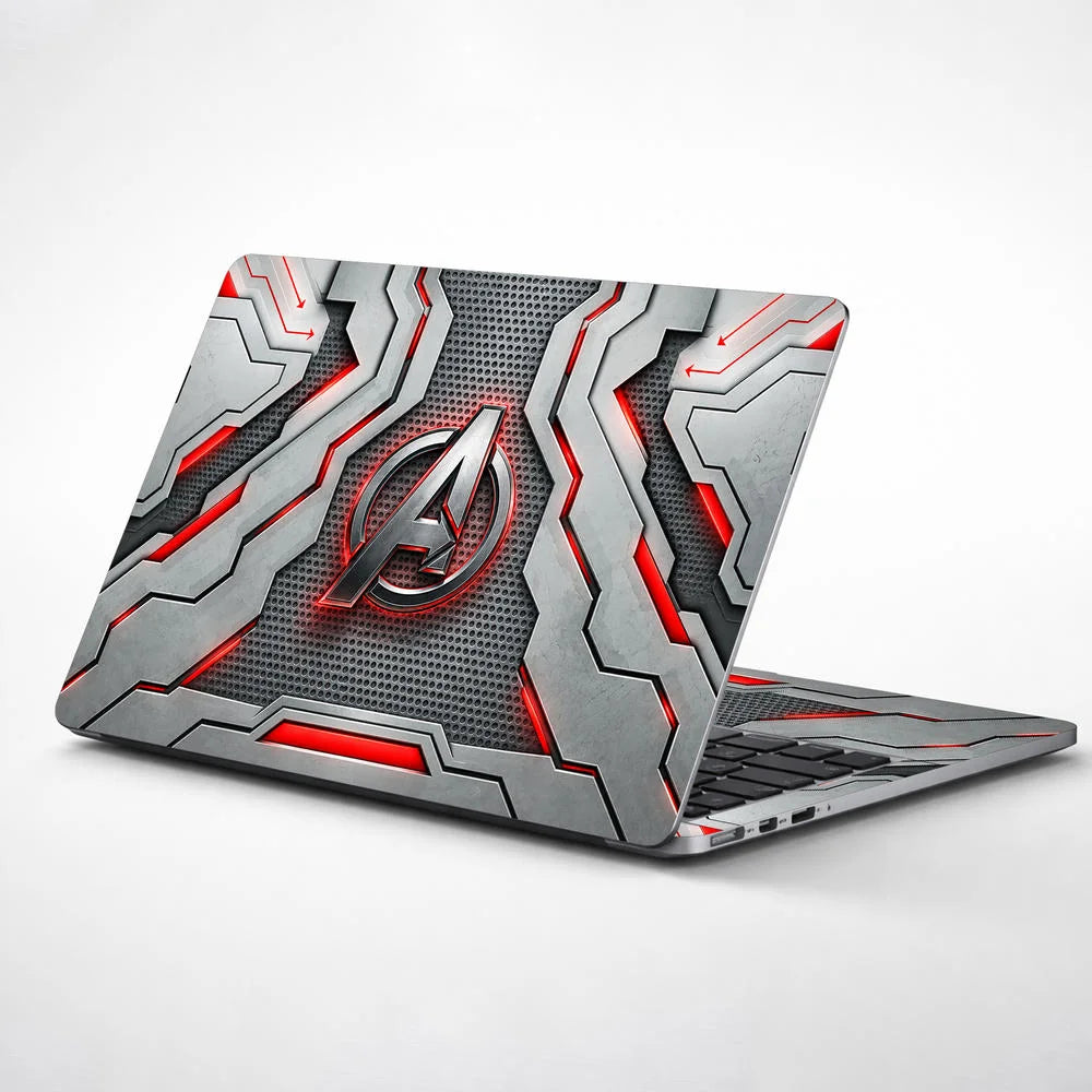 A Logo Superhero Metallic Chrome Laptop Skin - View 1