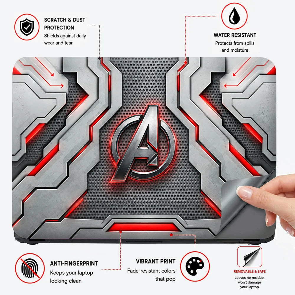 A Logo Superhero Metallic Chrome Laptop Skin - View 4