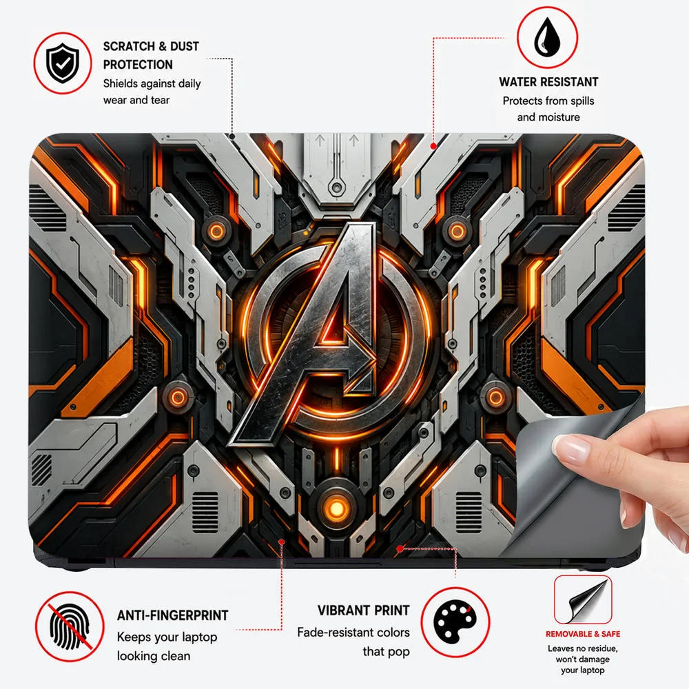 A Logo Superhero Shattered Steel Laptop Skin - View 4
