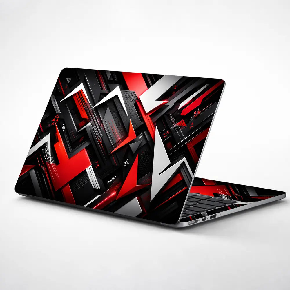 Abstract Arrows Red Black White Laptop Skin - View 1
