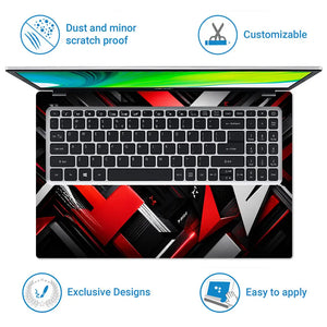 Abstract Arrows Red Black White Laptop Skin - View 5