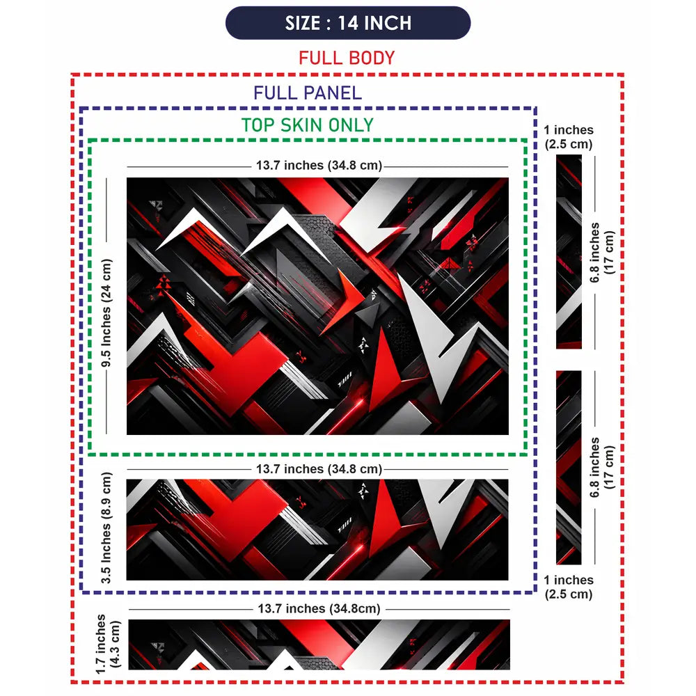 Abstract Arrows Red Black White Laptop Skin - View 7