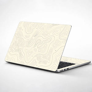 Abstract Beige Contour Lines Design Laptop Skin - View 1