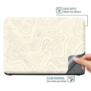 Abstract Beige Contour Lines Design Laptop Skin - View 4