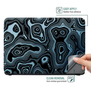Abstract Black And Blue Contour Lines Laptop Skin - View 4