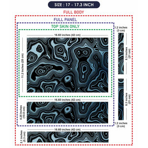 Abstract Black And Blue Contour Lines Laptop Skin - View 9