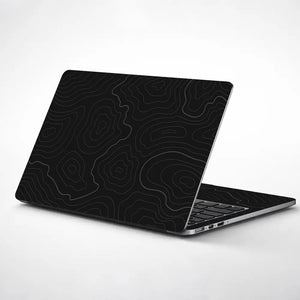 Abstract Black And Grey Contour Lines Laptop Skin - View 1