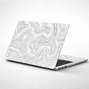 Abstract Black And White Contour Dotted Lines Laptop Skin - View 1