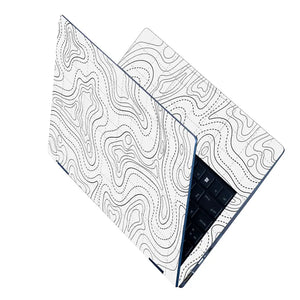 Abstract Black And White Contour Dotted Lines Laptop Skin - View 2