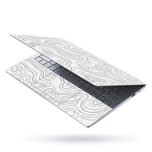 Abstract Black And White Contour Dotted Lines Laptop Skin - View 3