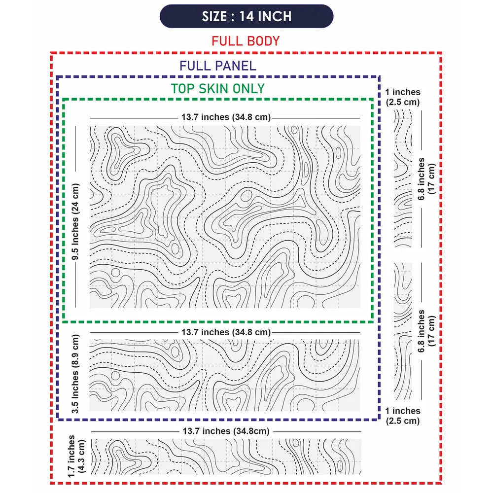 Abstract Black And White Contour Dotted Lines Laptop Skin - View 7