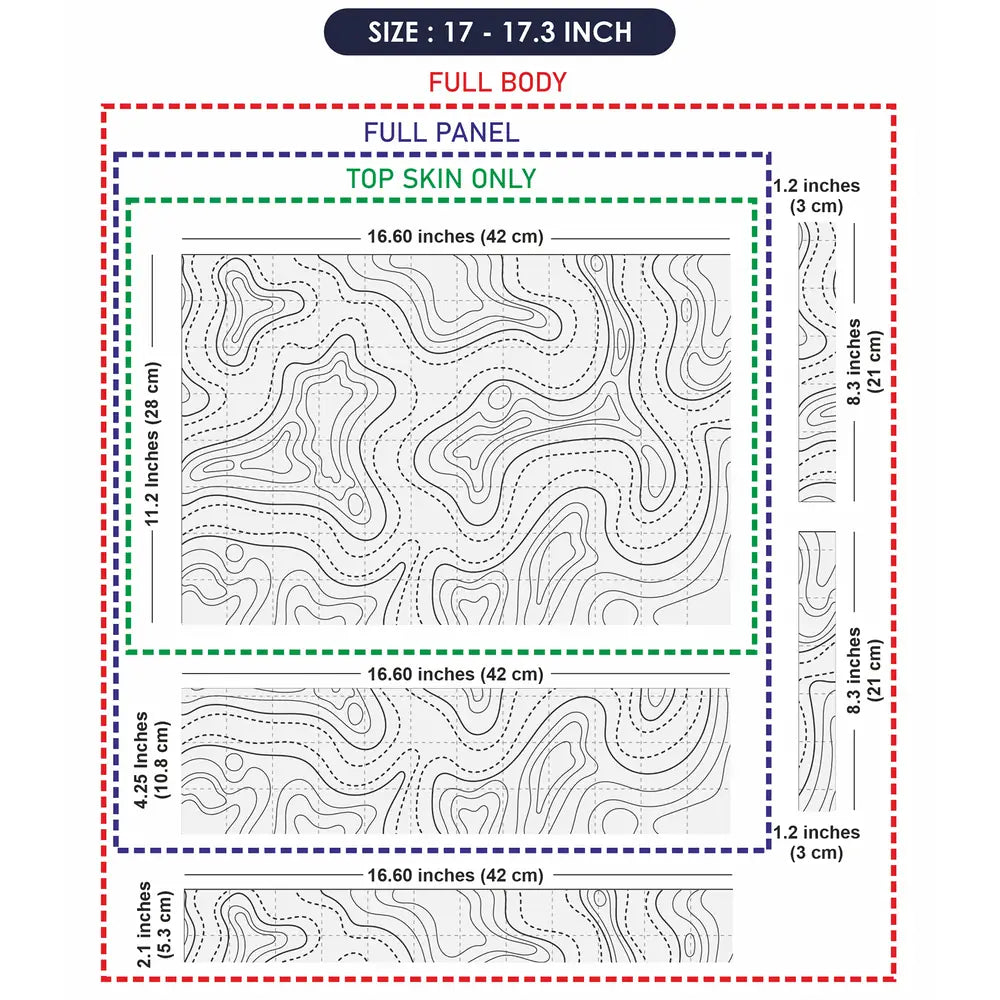 Abstract Black And White Contour Dotted Lines Laptop Skin - View 9