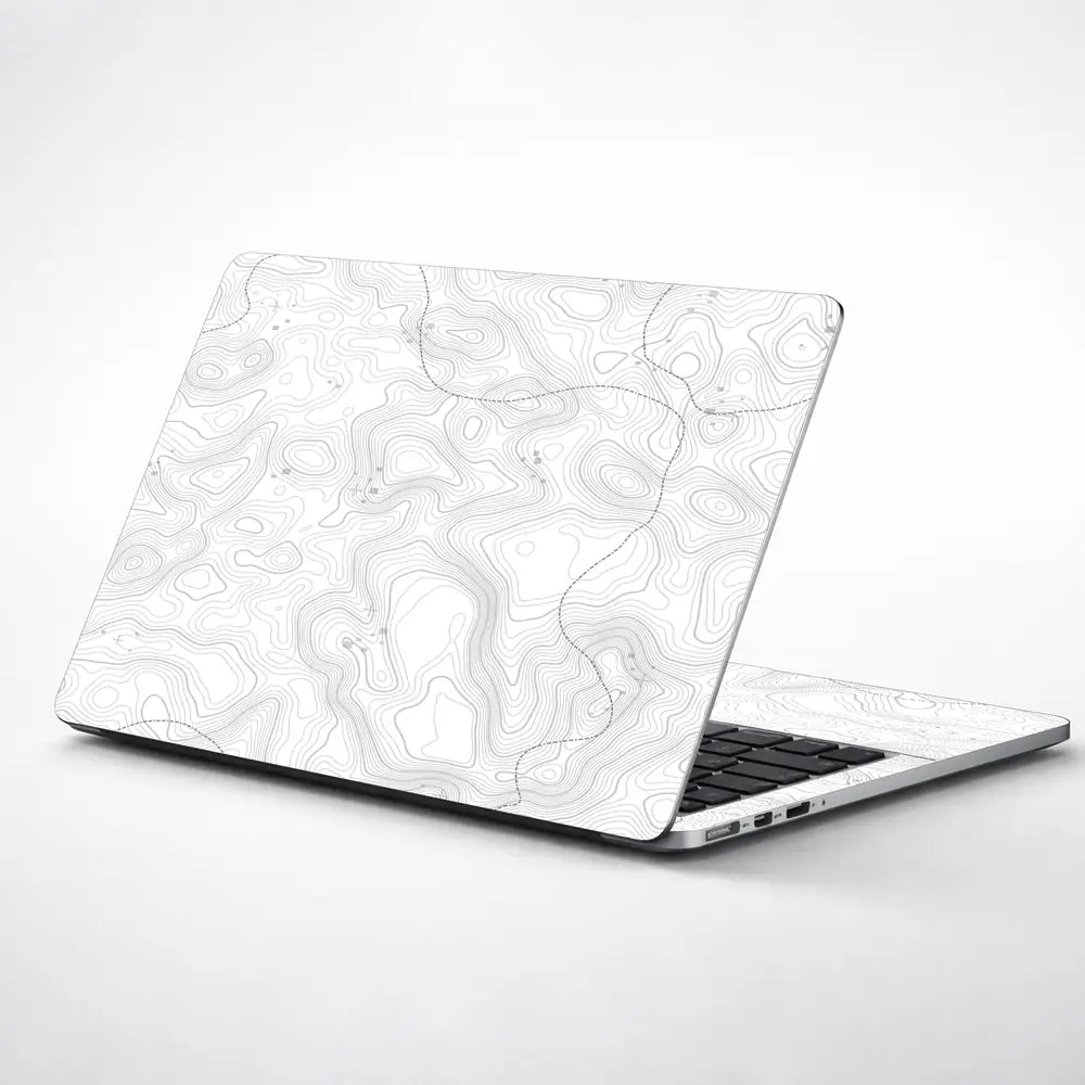 Abstract Black And White Contour Lines Laptop Skin - View 1