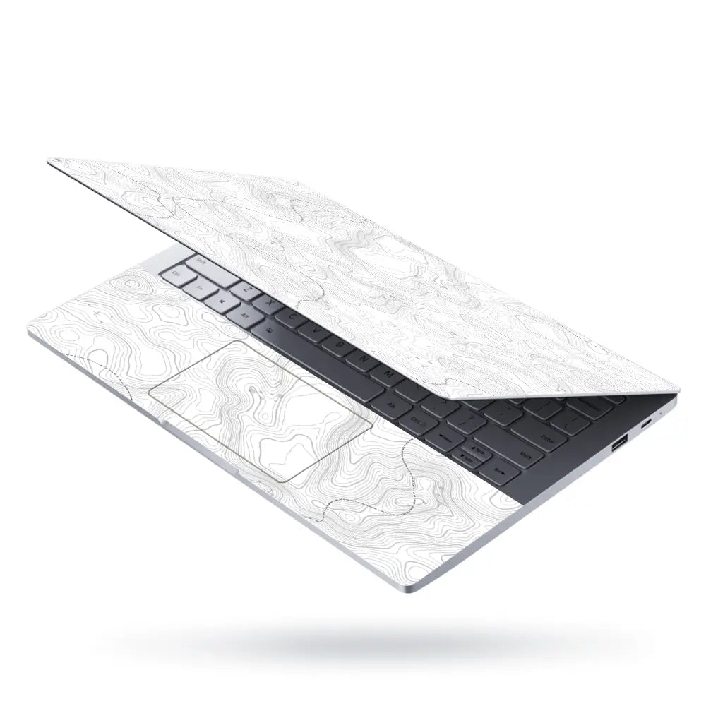 Abstract Black And White Contour Lines Laptop Skin - View 3