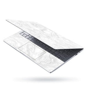 Abstract Black And White Contour Lines Laptop Skin - View 3