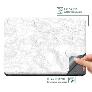 Abstract Black And White Contour Lines Laptop Skin - View 4