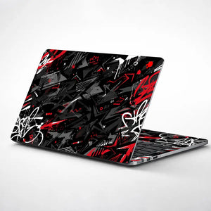 Abstract Black Red Graffiti Chaos Laptop Skin - View 1