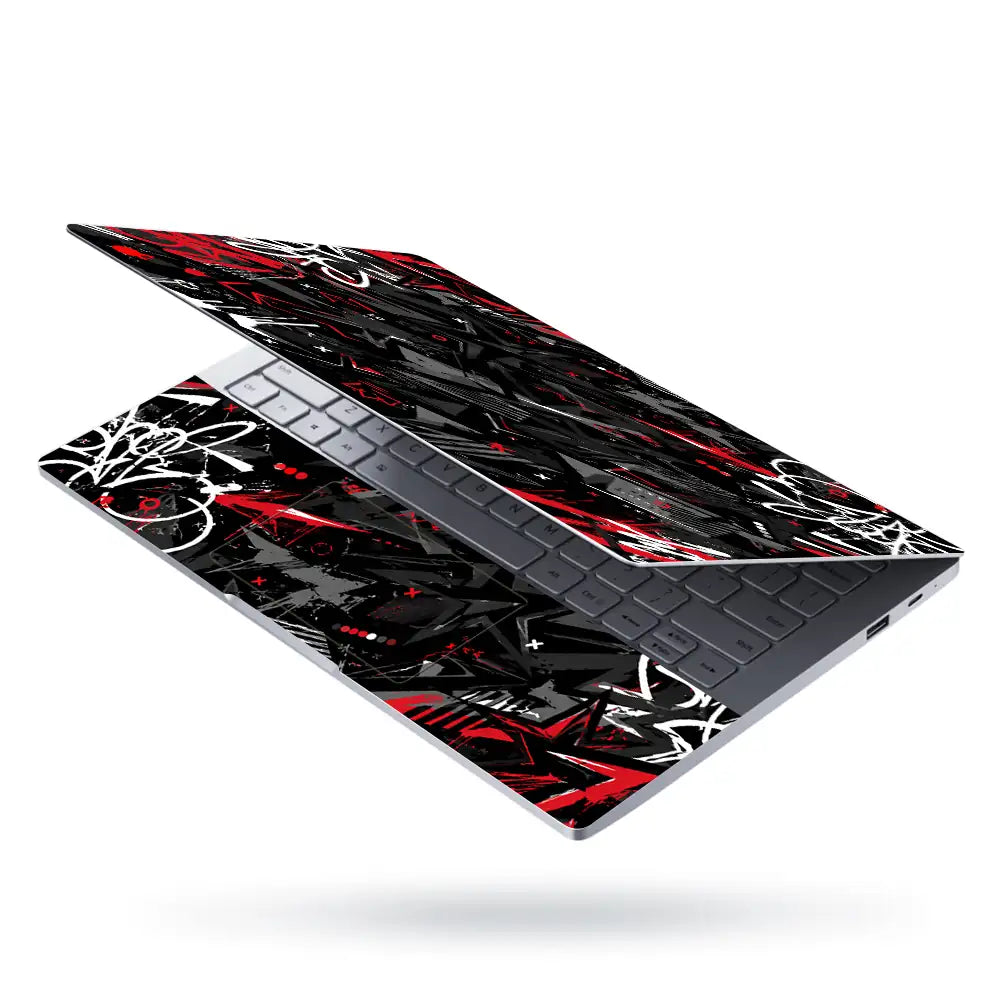 Abstract Black Red Graffiti Chaos Laptop Skin - View 3