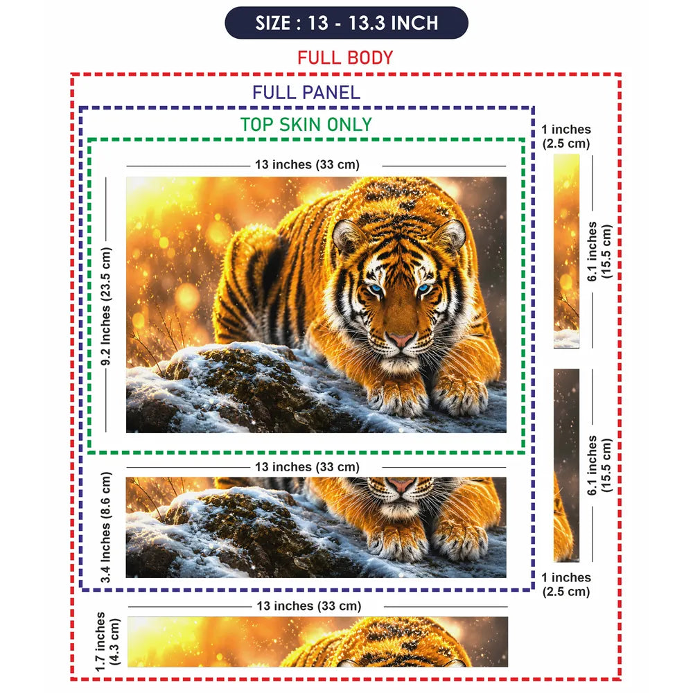 Abstract Blue Eyed Tiger Crouching in Snow Laptop Skin - View 6