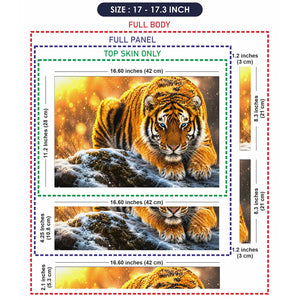 Abstract Blue Eyed Tiger Crouching in Snow Laptop Skin - View 9