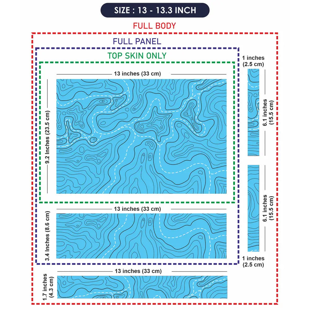 Abstract Blue Topographic Lines Flowing Laptop Skin - View 6