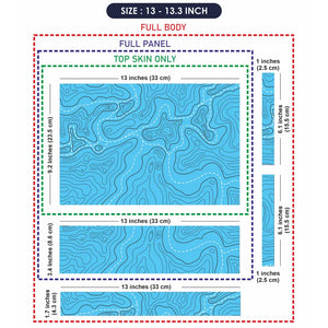 Abstract Blue Topographic Lines Flowing Laptop Skin - View 6