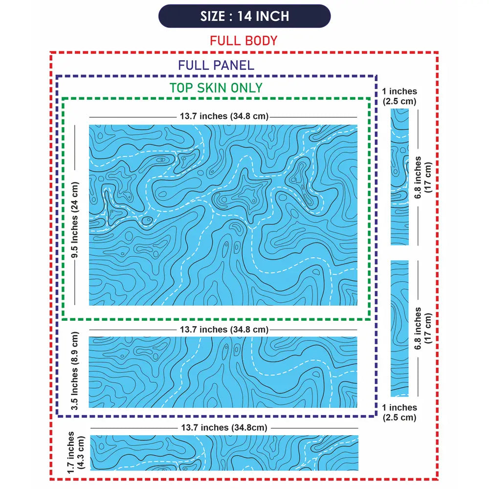 Abstract Blue Topographic Lines Flowing Laptop Skin - View 7