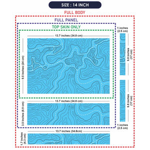 Abstract Blue Topographic Lines Flowing Laptop Skin - View 7